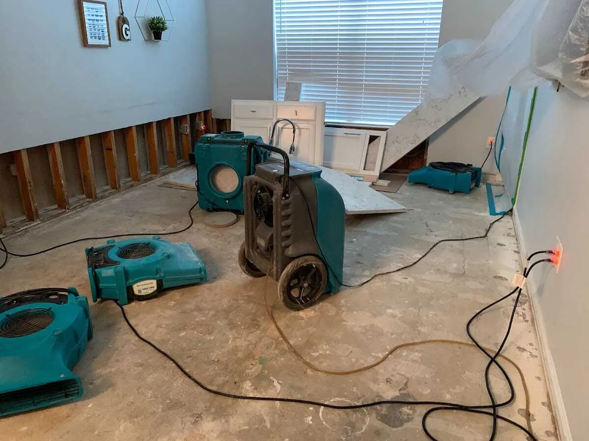 Dehumidifier in flood-cut room for Water Damage Restoration in Menifee